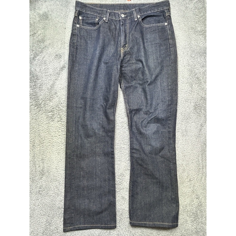 Levi's 514 Jeans Men's 36x30.5 Blue Dark Wash Straight Leg Denim Stretch HEMMED - Picture 2 of 12
